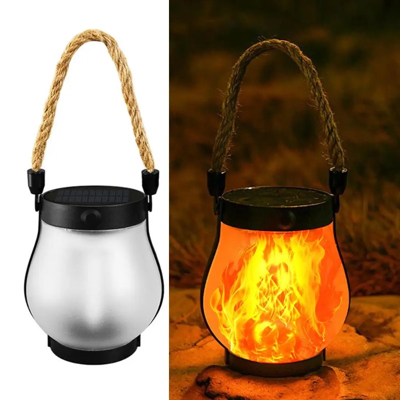 Camping Solar Lantern - Solar-Flammenlampe USB-Aufladbare Campinglampe Hängende Hofdekoration Gartenlaterne