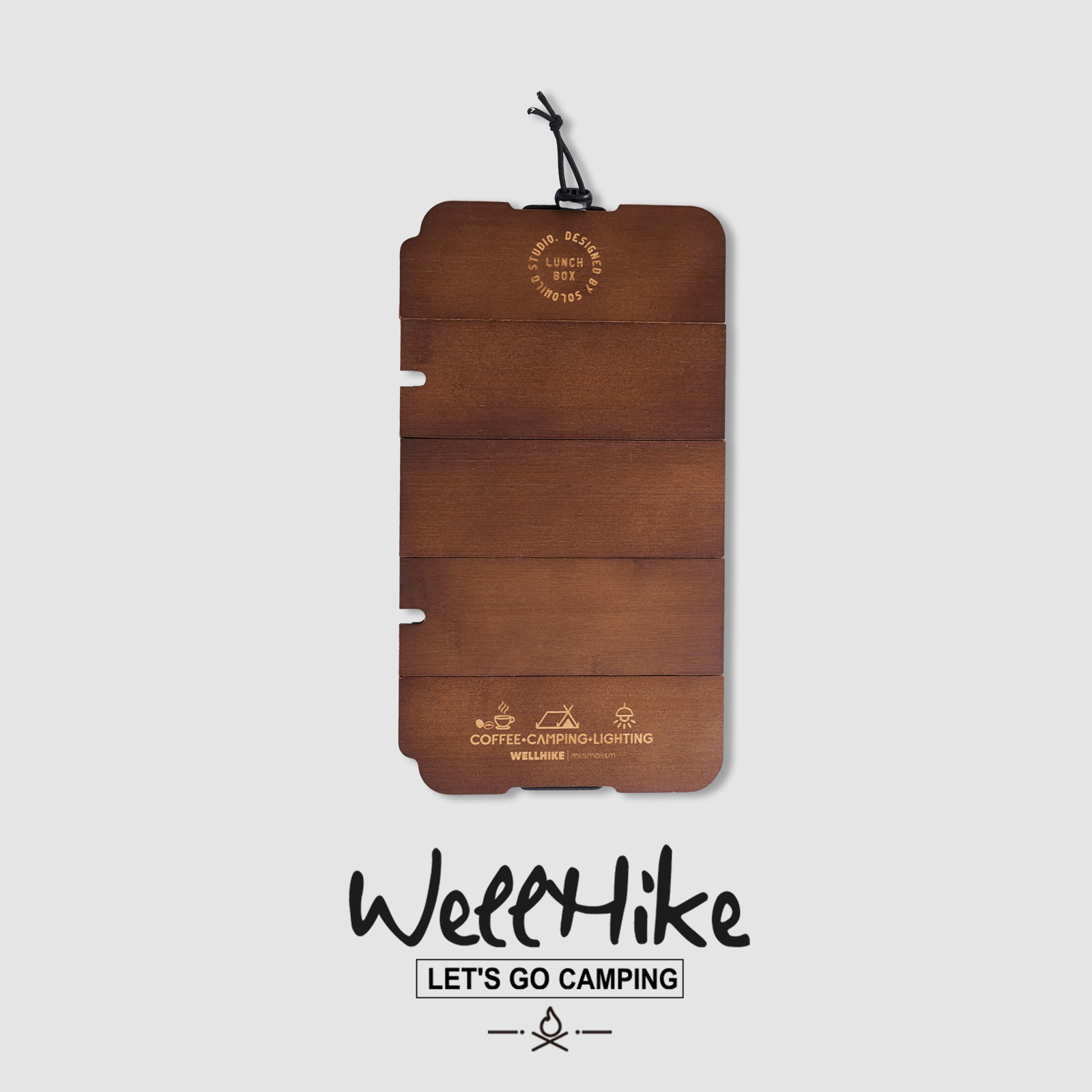 Camping Solar Lantern - WELLHIKE Lunchbox Fünffach Faltbar Holzplanken-Textur Retro