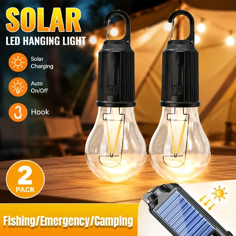 Camping Solar Lantern - Solar-LED-Campinglampen Typ-C Wiederaufladbare Hängezeltleuchte 3 Lichtmodi