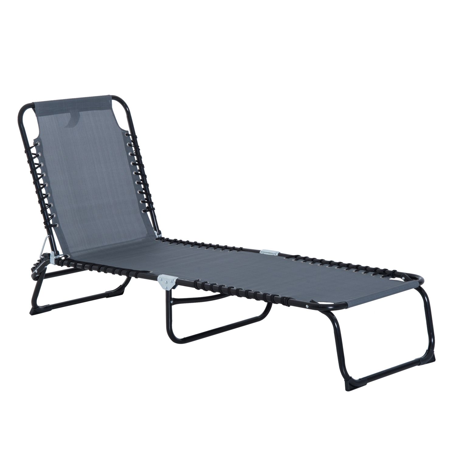 Folding Chair - Klappbarer Liegestuhl, 4-fach verstellbare Rückenlehne, Kissen,