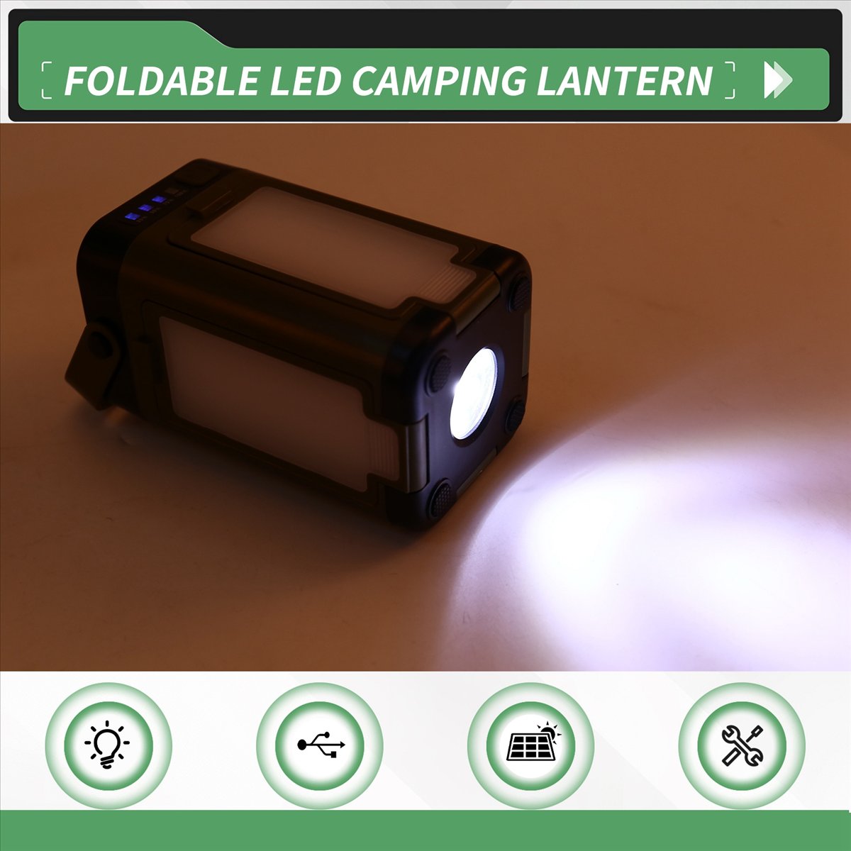 Camping Solar Lantern - X08A Faltbare LED-Campinglaterne mit Solarladung Multifunktionale